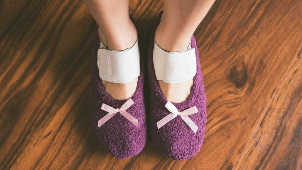 Heel Seat Wraps and purple slippers